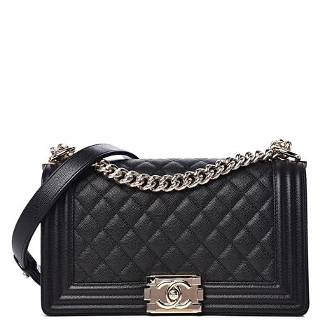 CHANEL Caviar Quilted New Medium Boy Flap Black